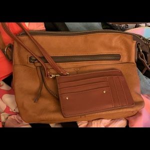 Brown leather purse and wallet
